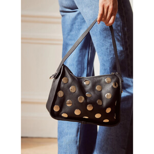 Mint Velvet Black Leather Studded Bag